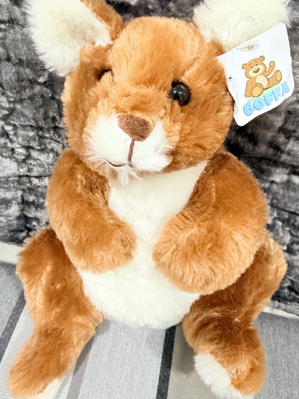 GOEFA Brown & White Plush Kangaroo for Small Pets